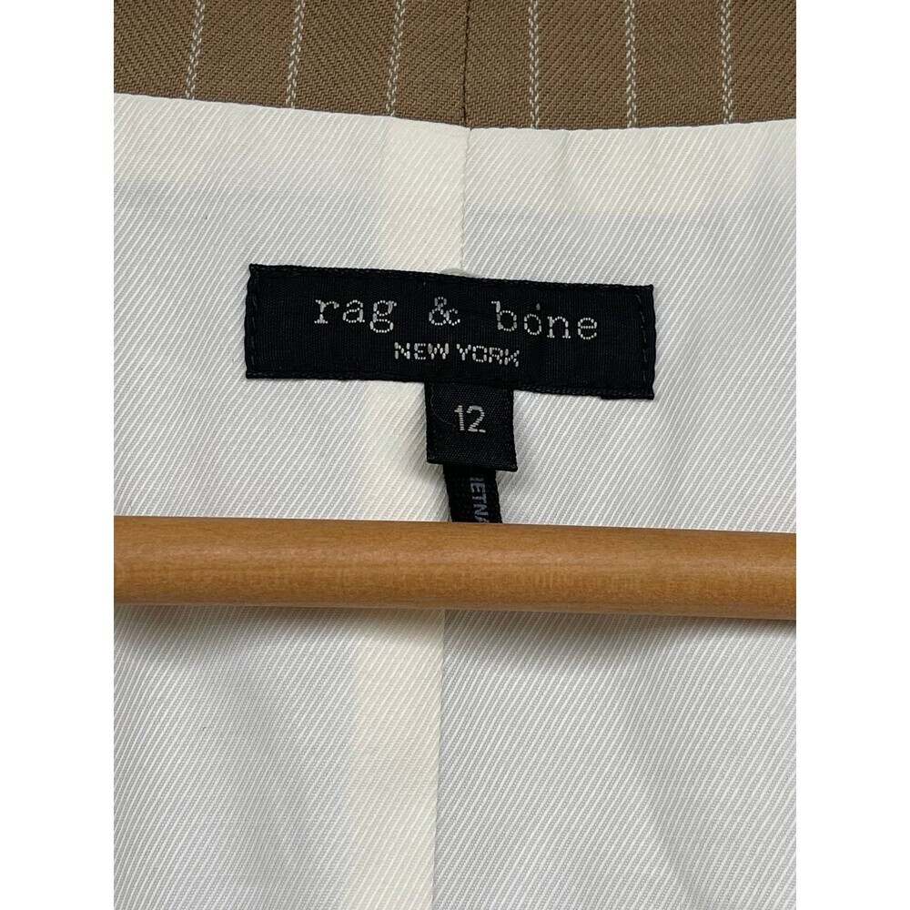 Rag & Bone Tan Pinstripe Wool Vest Waistcoat Size 12 Dark Academia Corporatecor - Picture 8 of 9